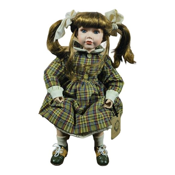 Boyds Other - Yesterday's Child The Boyds Collection Olivia Doll Plaid Dress Porcelain Face